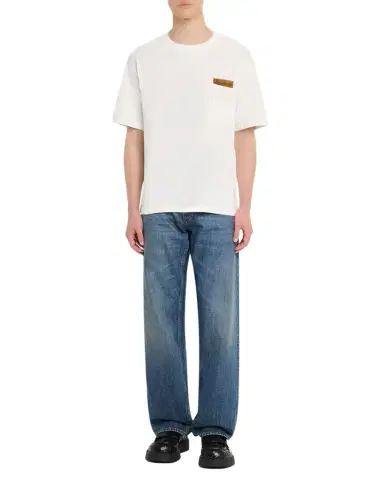 Bottega Veneta Men's Pima Cotton Jersey Intrecciato-Pocket T-Shirt | Thumbnail 1 Bottega Veneta Men's Pima Cotton Jersey Intrecciato-Pocket T-Shirt | Thumbnail 1