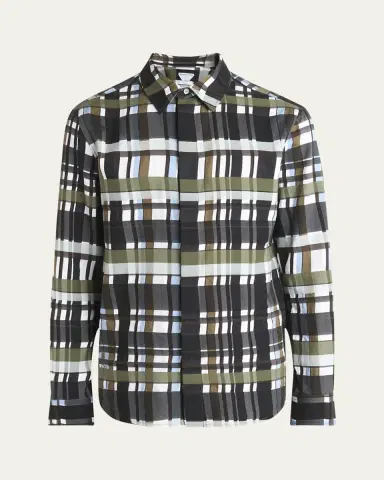 Bottega Veneta Men's Cotton Jumbo Plaid Casual Button-Down Shirt | Thumbnail 5 Bottega Veneta Men's Cotton Jumbo Plaid Casual Button-Down Shirt | Thumbnail 5