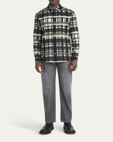 Bottega Veneta Men's Cotton Jumbo Plaid Casual Button-Down Shirt | Thumbnail 6 Bottega Veneta Men's Cotton Jumbo Plaid Casual Button-Down Shirt | Thumbnail 6
