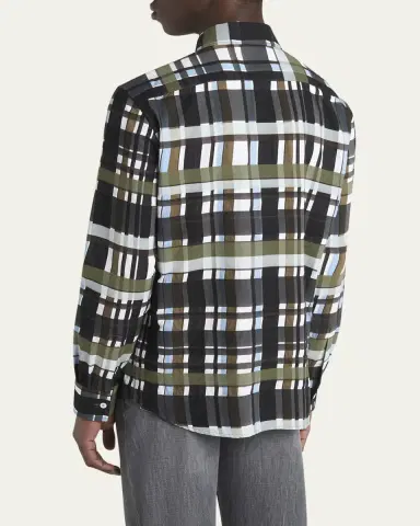 Bottega Veneta Men's Cotton Jumbo Plaid Casual Button-Down Shirt | Thumbnail 7 Bottega Veneta Men's Cotton Jumbo Plaid Casual Button-Down Shirt | Thumbnail 7