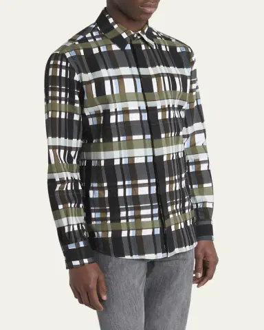 Bottega Veneta Men's Cotton Jumbo Plaid Casual Button-Down Shirt | Thumbnail 8 Bottega Veneta Men's Cotton Jumbo Plaid Casual Button-Down Shirt | Thumbnail 8