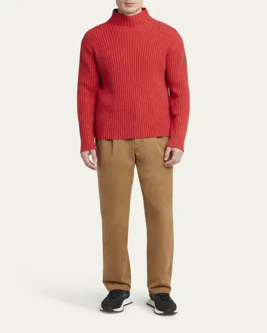 Moncler Men's Sleeve-Logo Ribbed Turtleneck Sweater | Thumbnail 2 Moncler Men's Sleeve-Logo Ribbed Turtleneck Sweater | Thumbnail 2