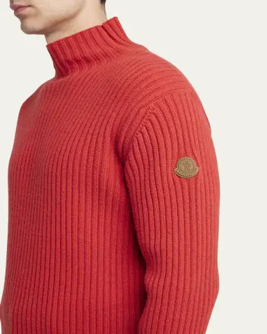 Moncler Men's Sleeve-Logo Ribbed Turtleneck Sweater | Thumbnail 5 Moncler Men's Sleeve-Logo Ribbed Turtleneck Sweater | Thumbnail 5