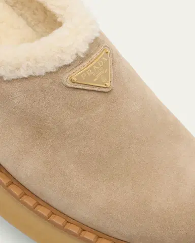 Prada Suede Shearling Cozy Platform Mules | Thumbnail 9 Prada Suede Shearling Cozy Platform Mules | Thumbnail 9
