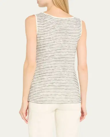 MAJESTIC FILATURES Stretch Linen Stripe Boat-Neck Tank Top | Thumbnail 3 MAJESTIC FILATURES Stretch Linen Stripe Boat-Neck Tank Top | Thumbnail 3