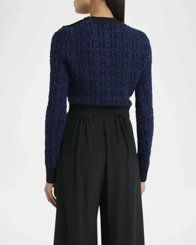 Chloé Button-Shoulder Boucle Knit Crop Sweater | Thumbnail 2 Chloé Button-Shoulder Boucle Knit Crop Sweater | Thumbnail 2
