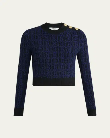 Chloé Button-Shoulder Boucle Knit Crop Sweater | Thumbnail 5 Chloé Button-Shoulder Boucle Knit Crop Sweater | Thumbnail 5