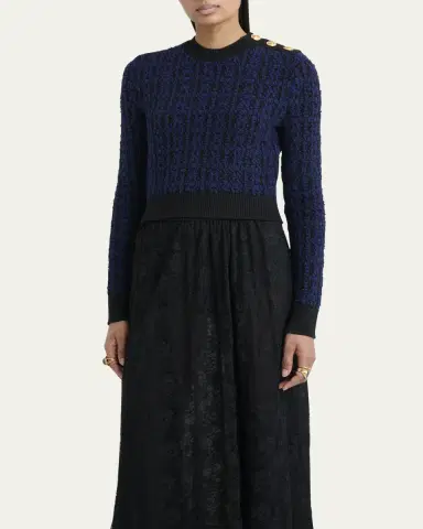 Chloé Button-Shoulder Boucle Knit Crop Sweater | Thumbnail 8 Chloé Button-Shoulder Boucle Knit Crop Sweater | Thumbnail 8