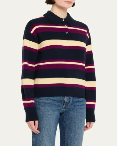 Guest In Residence Collegiate Striped Cashmere Polo | Thumbnail 3 Guest In Residence Collegiate Striped Cashmere Polo | Thumbnail 3