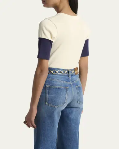 Chloé Logo Embroidered Heavy Cotton Wool T-Shirt | Thumbnail 3 Chloé Logo Embroidered Heavy Cotton Wool T-Shirt | Thumbnail 3