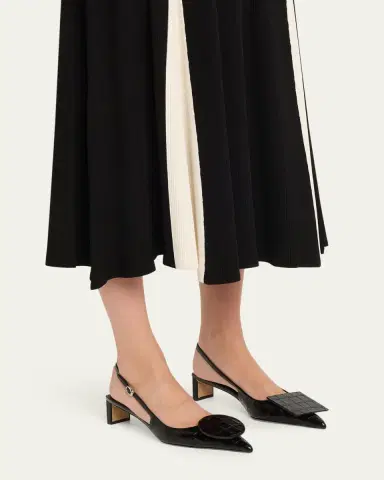 Jacquemus Les Slingbacks Croc-Embossed Leather Pumps | Thumbnail 2 Jacquemus Les Slingbacks Croc-Embossed Leather Pumps | Thumbnail 2
