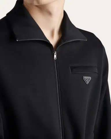 Prada Men's Technical Cotton Full-Zip Jacket | Thumbnail 3 Prada Men's Technical Cotton Full-Zip Jacket | Thumbnail 3