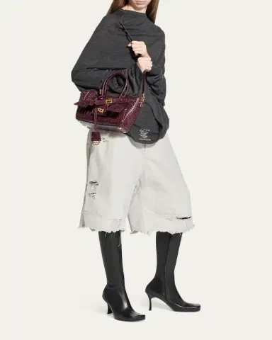 Balenciaga Bel Air Mini Croc-Embossed Leather Top-Handle Bag | Thumbnail 4 Balenciaga Bel Air Mini Croc-Embossed Leather Top-Handle Bag | Thumbnail 4