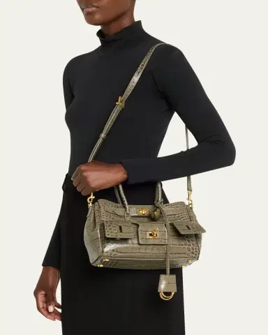 Balenciaga Bel Air Mini Croc-Embossed Leather Top-Handle Bag | Thumbnail 7 Balenciaga Bel Air Mini Croc-Embossed Leather Top-Handle Bag | Thumbnail 7