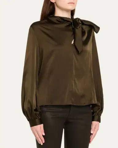 Ramy Brook Harry Tie-Neck Silk Blouse | Thumbnail 4 Ramy Brook Harry Tie-Neck Silk Blouse | Thumbnail 4