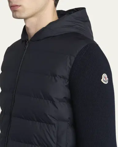 Moncler Men's Down Quilted Wool Knit Hooded Cardigan | Thumbnail 5 Moncler Men's Down Quilted Wool Knit Hooded Cardigan | Thumbnail 5