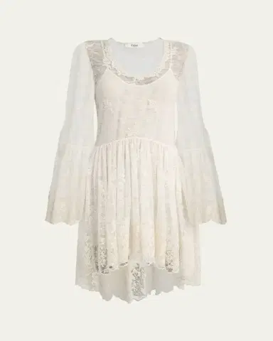 Chloé Lace U-Neck Long-Sleeve Mini Dress | Thumbnail 5 Chloé Lace U-Neck Long-Sleeve Mini Dress | Thumbnail 5