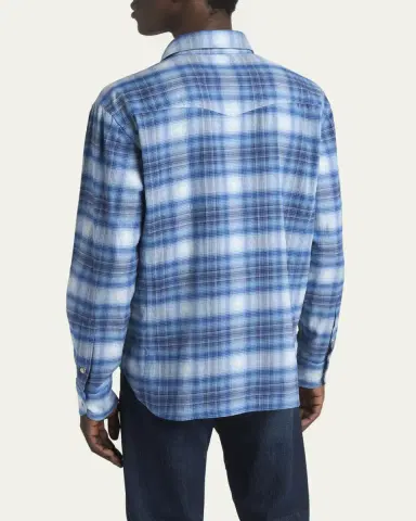TOM FORD Men's Defused Check Slim Fit Western Shirt | Thumbnail 3 TOM FORD Men's Defused Check Slim Fit Western Shirt | Thumbnail 3