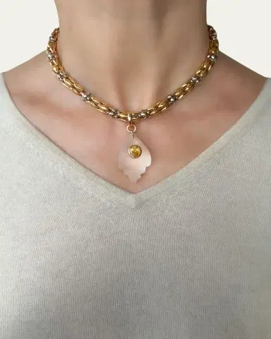 Haute Victoire 18K Rock Crystal Shell and Citrine Braided Necklace | Thumbnail 2 Haute Victoire 18K Rock Crystal Shell and Citrine Braided Necklace | Thumbnail 2