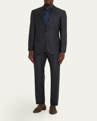 Brioni Men's Wool and Silk Tonal Check Two-Piece Suit | Thumbnail 2 Brioni Men's Wool and Silk Tonal Check Two-Piece Suit | Thumbnail 2