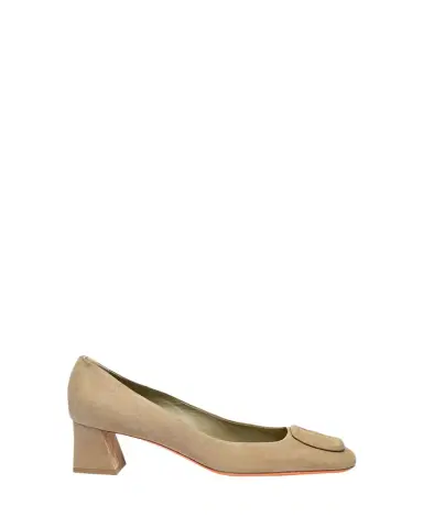 Santoni Suede Block Heel Buckle Pumps | Thumbnail 1 Santoni Suede Block Heel Buckle Pumps | Thumbnail 1