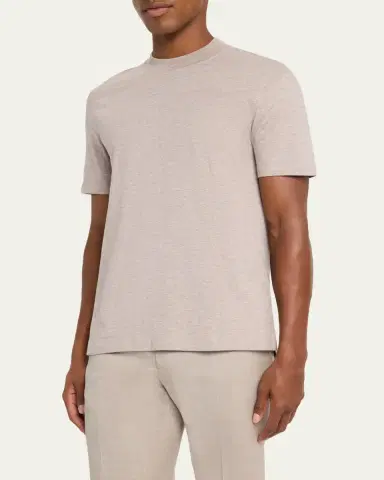 Brioni Men's Cotton and Cashmere Slim-Fit Crewneck T-Shirt | Thumbnail 4 Brioni Men's Cotton and Cashmere Slim-Fit Crewneck T-Shirt | Thumbnail 4