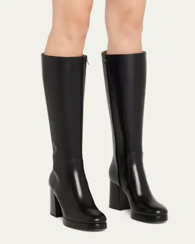 Valentino Garavani 90mm Fawcette Platform Leather Knee-High Boots | Thumbnail 2 Valentino Garavani 90mm Fawcette Platform Leather Knee-High Boots | Thumbnail 2
