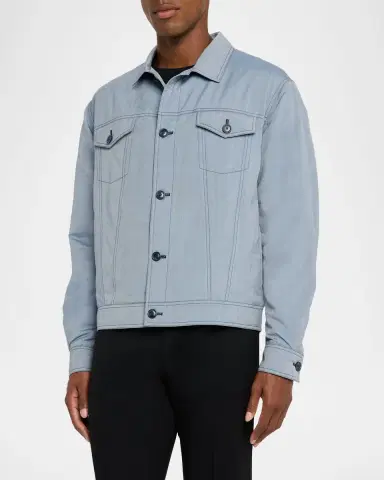 Giorgio Armani Men's Silk Denim Blouson Jacket | Thumbnail 3 Giorgio Armani Men's Silk Denim Blouson Jacket | Thumbnail 3