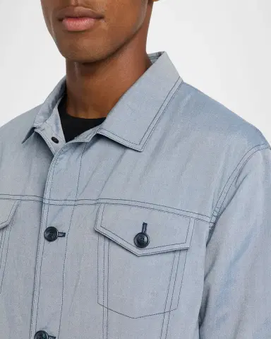 Giorgio Armani Men's Silk Denim Blouson Jacket | Thumbnail 4 Giorgio Armani Men's Silk Denim Blouson Jacket | Thumbnail 4