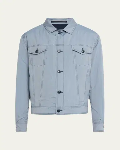 Giorgio Armani Men's Silk Denim Blouson Jacket | Thumbnail 5 Giorgio Armani Men's Silk Denim Blouson Jacket | Thumbnail 5