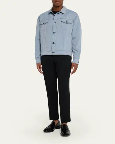 Giorgio Armani Men's Silk Denim Blouson Jacket | Thumbnail 6 Giorgio Armani Men's Silk Denim Blouson Jacket | Thumbnail 6