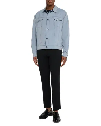 Giorgio Armani Men's Silk Denim Blouson Jacket | Thumbnail 1 Giorgio Armani Men's Silk Denim Blouson Jacket | Thumbnail 1