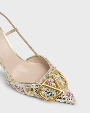 Valentino Garavani VLogo Signature Sequined Beaded Slingback Pumps | Thumbnail 2 Valentino Garavani VLogo Signature Sequined Beaded Slingback Pumps | Thumbnail 2