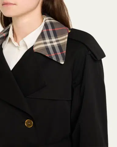 Burberry Castleford Check-Collar Belted Short Trench Coat | Thumbnail 5 Burberry Castleford Check-Collar Belted Short Trench Coat | Thumbnail 5