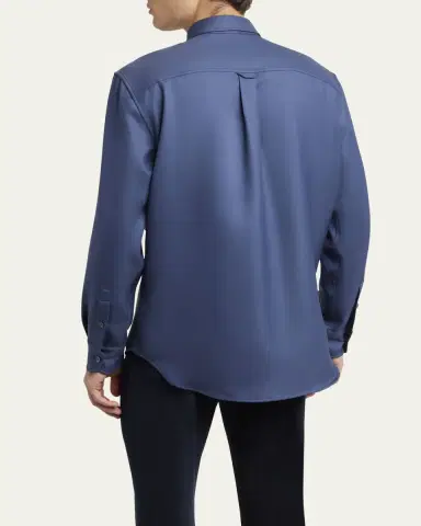 Brioni Men's Wool Twill Double-Pocket Military Shirt | Thumbnail 3 Brioni Men's Wool Twill Double-Pocket Military Shirt | Thumbnail 3