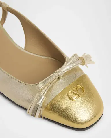 Valentino Garavani Valet Du Roi VLogo Metallic Leather Slingback Ballerina Flats | Thumbnail 2 Valentino Garavani Valet Du Roi VLogo Metallic Leather Slingback Ballerina Flats | Thumbnail 2