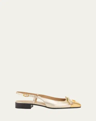 Valentino Garavani Valet Du Roi VLogo Metallic Leather Slingback Ballerina Flats | Thumbnail 4 Valentino Garavani Valet Du Roi VLogo Metallic Leather Slingback Ballerina Flats | Thumbnail 4