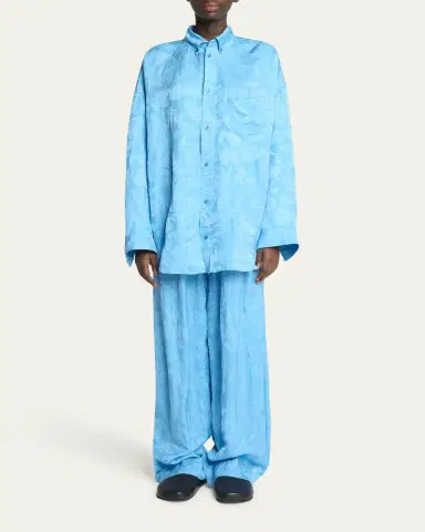 Balenciaga Long-Sleeve Button-Down Cocoon Shirt | Thumbnail 2 Balenciaga Long-Sleeve Button-Down Cocoon Shirt | Thumbnail 2