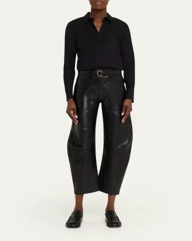 Nili Lotan Shon Leather Barrel-Leg Ankle Pants | Thumbnail 2 Nili Lotan Shon Leather Barrel-Leg Ankle Pants | Thumbnail 2