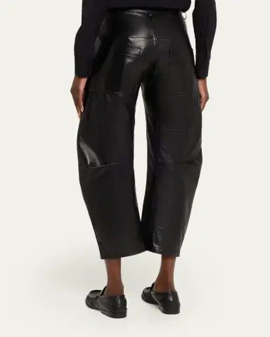 Nili Lotan Shon Leather Barrel-Leg Ankle Pants | Thumbnail 3 Nili Lotan Shon Leather Barrel-Leg Ankle Pants | Thumbnail 3