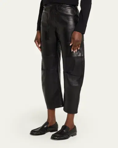 Nili Lotan Shon Leather Barrel-Leg Ankle Pants | Thumbnail 4 Nili Lotan Shon Leather Barrel-Leg Ankle Pants | Thumbnail 4