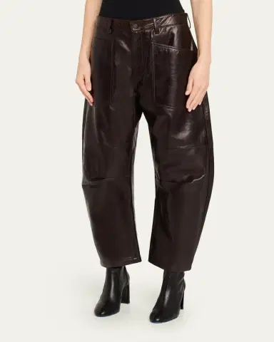 Nili Lotan Shon Leather Barrel-Leg Ankle Pants | Thumbnail 8 Nili Lotan Shon Leather Barrel-Leg Ankle Pants | Thumbnail 8