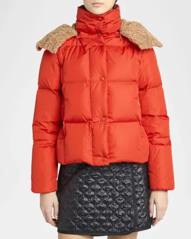 Moncler Castelnou Square-Quilted Short Down Jacket with Detachable Hood | Thumbnail 3 Moncler Castelnou Square-Quilted Short Down Jacket with Detachable Hood | Thumbnail 3