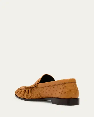 Saint Laurent Le Ostrich Leather YSL Penny Loafers | Thumbnail 4 Saint Laurent Le Ostrich Leather YSL Penny Loafers | Thumbnail 4