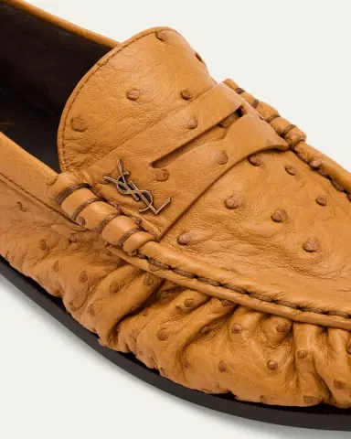 Saint Laurent Le Ostrich Leather YSL Penny Loafers | Thumbnail 5 Saint Laurent Le Ostrich Leather YSL Penny Loafers | Thumbnail 5