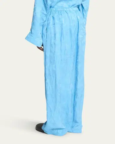 Balenciaga Floral Satin Jacquard Wide-Leg Pajama Pants | Thumbnail 3 Balenciaga Floral Satin Jacquard Wide-Leg Pajama Pants | Thumbnail 3