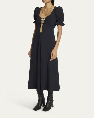 Chloé Empire-Waist Puff-Sleeve Ankle Dress | Thumbnail 4 Chloé Empire-Waist Puff-Sleeve Ankle Dress | Thumbnail 4