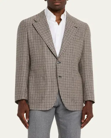 Brioni Men's Brera Cashmere District Check Sport Coat | Thumbnail 4 Brioni Men's Brera Cashmere District Check Sport Coat | Thumbnail 4
