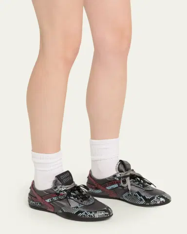 Miu Miu Gymnasium Technical Fabric and Python Low-Top Sneakers | Thumbnail 7 Miu Miu Gymnasium Technical Fabric and Python Low-Top Sneakers | Thumbnail 7