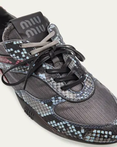 Miu Miu Gymnasium Technical Fabric and Python Low-Top Sneakers | Thumbnail 10 Miu Miu Gymnasium Technical Fabric and Python Low-Top Sneakers | Thumbnail 10